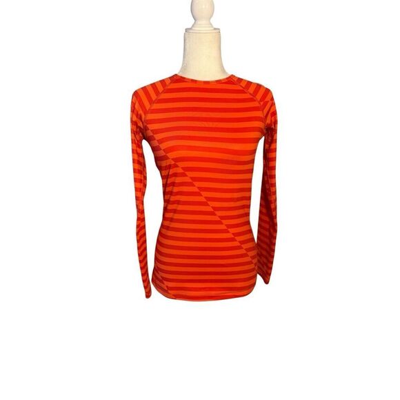 Nike Tops - Nike Pro orange striped fitted long sleeve shirt - S